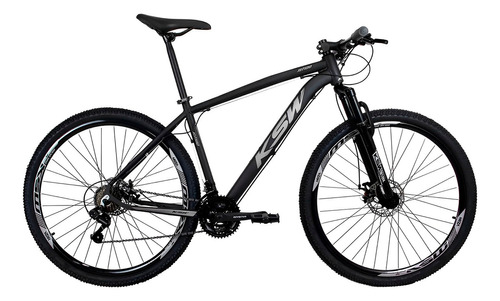 Mountain bike KSW xLt MTB R29 21" 21v freios a disco mecânicos Shimano TZ cor preto/prata