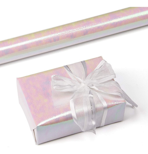 Rollo De Papel Wrapaholic - Papel Blanco Con Arcoíris Brilla