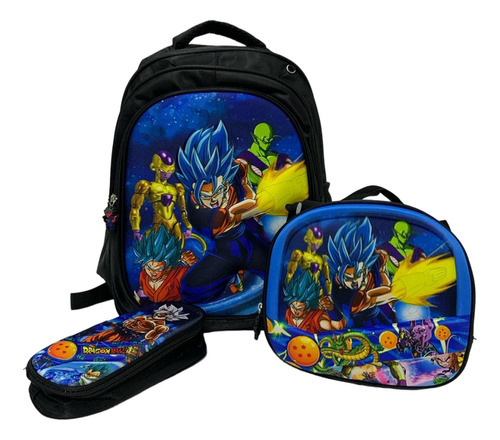 Morral, Bolso Personaje Goku + Cartuchera Y Lonchera