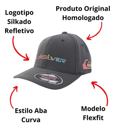 Boné Quiksilver Flexfit Gradient New Wave Cinza Juvenil P Boné Quiksilver Flexfit Gradient New Wave Cinza Juvenil P