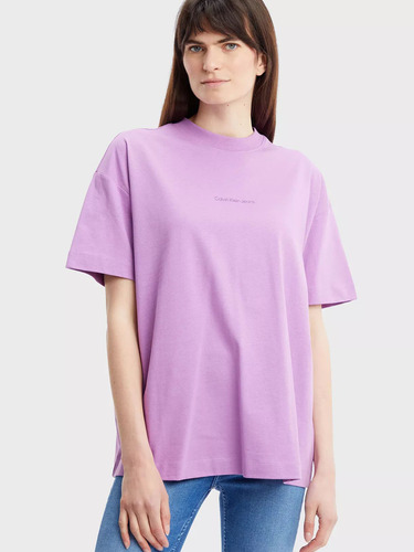 Camiseta Con Logo Violeta Calvin Klein