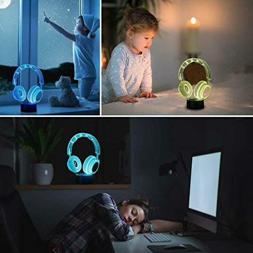 Lampara De Ilusion Diseño De Audifonos 3d Luz Led 7 Colores