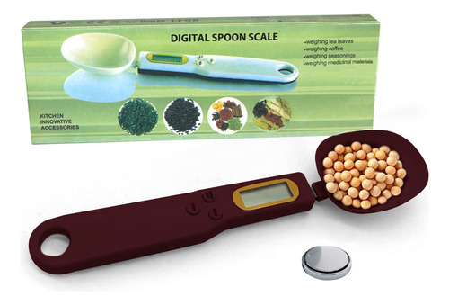 Cuchara Gramera Digital Con Pantalla Lcd Slim Company Bascula Medidora De Cocina 500g Portátil Para Pesar Comida En Polvo, Grano, Líquidos, Croquetas, Etc Color Violeta Oscuro