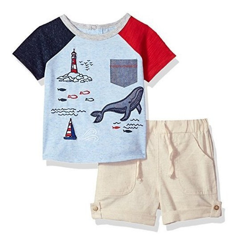 Mud Pie Baby Boys Nautical 2 Pc Short Sleeve