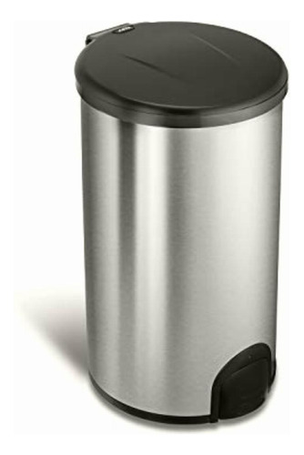 Nine Stars - Stainless Steel Toe Tap Trash Can Silver/black