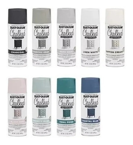 Imagen 2 de 6 de Aerosol Rust Oleum Chalked Pintura Tizada Blanco Lino Y Colores X 340 - Kromacolor