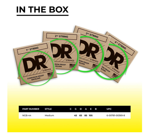 Cuerdas Guitarra Acústica Hi-def Neon Dr Strings Ngb-45
