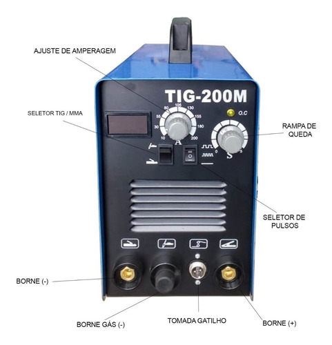 Imagem 4 de 10 de Máquina De Solda Inversora Tig 200a Pulsada E Alta Freq