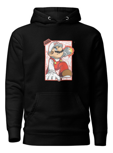 Sudadera Mario Bross De Fuego Blanco Con Rojo Cuadrado