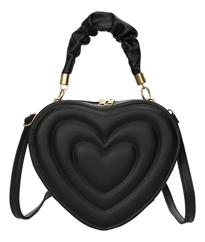 Bolso De Hombro Con Forma De Corazón De Amor, Bolso Negro