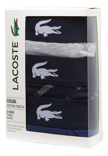 Boxer Lacoste Pack X3 Courts Elastico De Cocodrilo