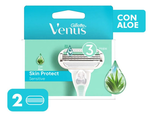 Gillette Venus Skin Protect Sensitive 3 Laminas 2 Repuestos