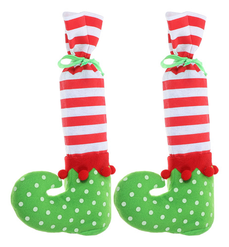 Calcetines Largos De Caramelo Estilo Elfo Navideño, 2 Unidad