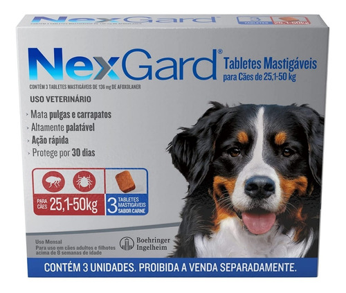 Nexgard 25 A 50 Kg Antipulgas E Carrapatos C\ 3 Full