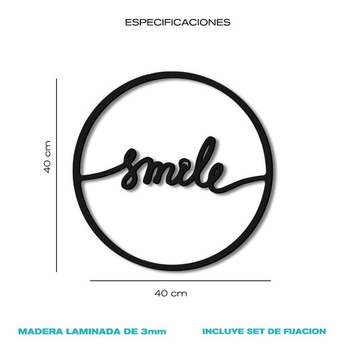 Imagen 3 de 3 de Cuadro Decorativo En Madera Calada Smile Mural Xl