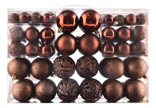 Juego 100 Bolas Decorativas Inastillables Para Árbol Café