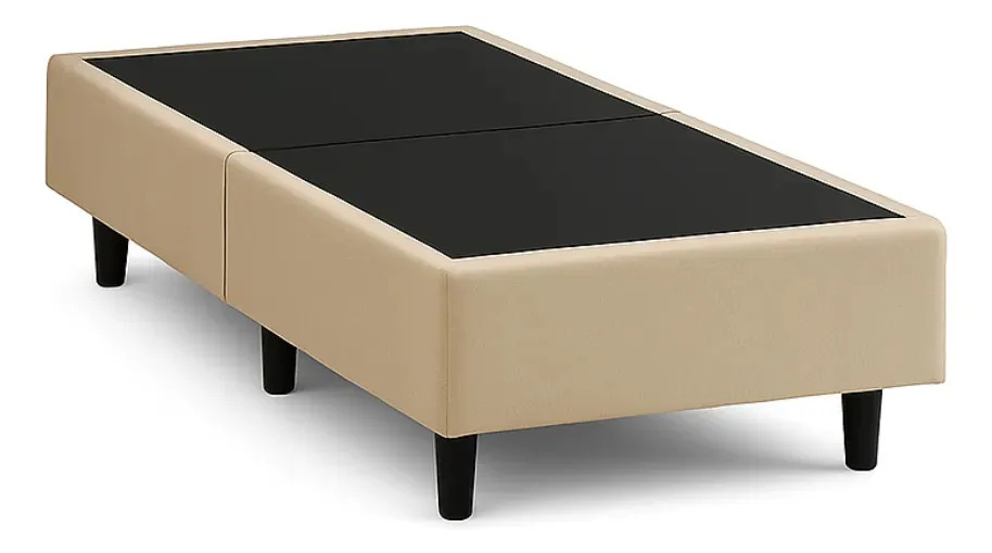 Base Box Solteiro Bege Dobrável Bipartido Para Colchão 188x88 Suede