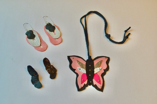 Imagen 3 de 5 de Collar Mariposa , Regalo, Joyeria En Cuero, Diseño, Cod1