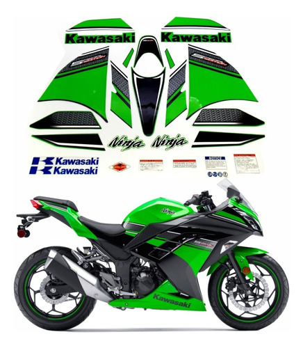 Adesivo Kawasaki Ninja 300 Verde Kit Completo Ninvd Cor Ninja Verde