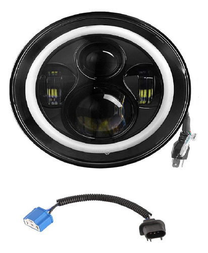 Un Faro Redondo Led H4 De 7 Pulgadas Jeep Wrangler Vocho Jk