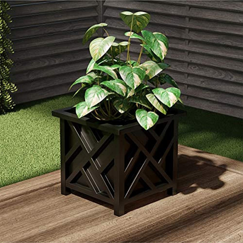 Jardinera Cuadrada - Contenedor De Celosía Negra Para Flores