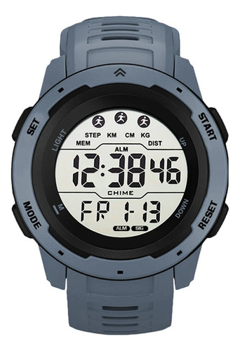 Reloj Digital Deportivo Gris Cronómetro Alarma Luz Led Week