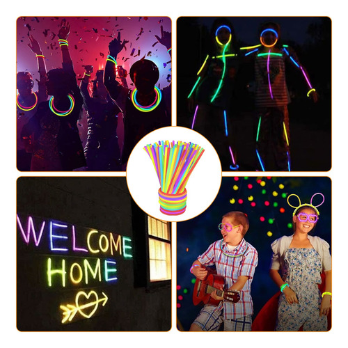 100 Pulseras Neón Fosforescente Fiestas Eventos Glow Stick