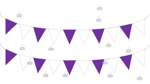 10 Banderínes Liso De 8 Mts Polietileno Morado - Blanco