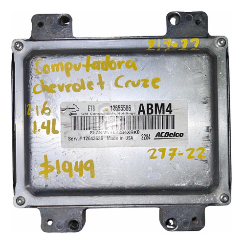 Computadora Chevrolet Cruze 1.4l 12-16 12655586 Abm4