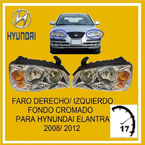 Faro Fondo Cromado Hyundai Elantra 2008-2012