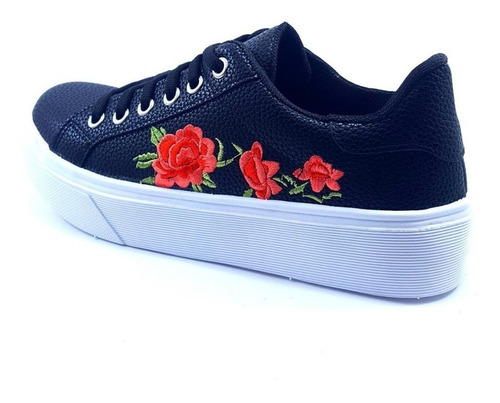 Zapatilla Mujer Sneakers Urbana Plataforma Flores Dama 710