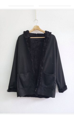 Saco De Jersey Con Piel Y Capucha Dama