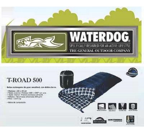 Bolsa De Dormir Waterdog T Road 500 Camping Termica Amplia