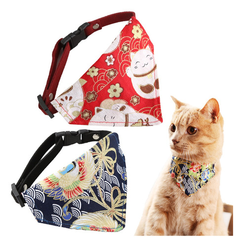 Collar Triangular Para Mascotas Estilo Japonés 2 Piezas