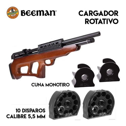 Imagen 3 de 11 de Rifle Aire Comprimido Pcp Beeman Bullpup 5,5 Inflador Mira