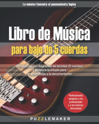 Libro De Musica Para Bajo De 5 Cuerdas: 150 Paginas Con Diag