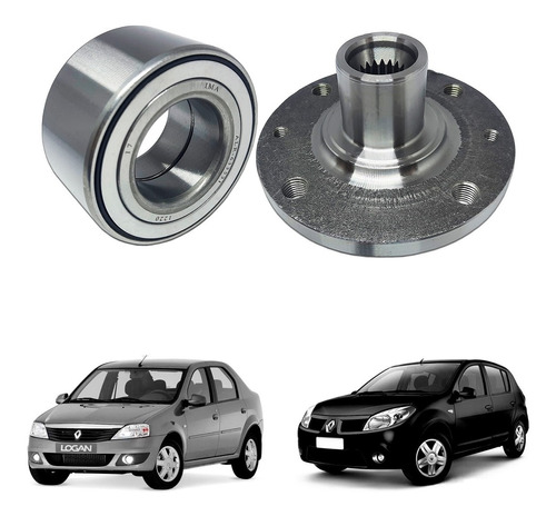 Cubo Roda Dianteira + Rolamento Renault Sandero  08/. S/abs