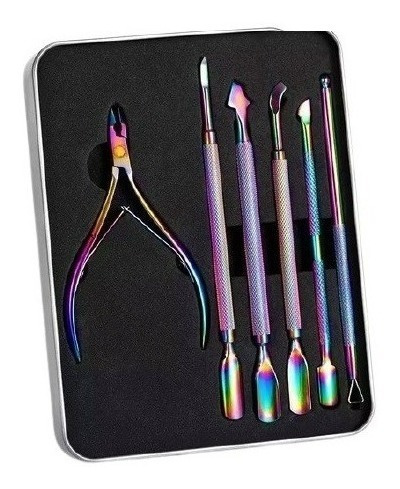 Imagen 1 de 2 de Kit De Empujadores De Cutícula Y Corta Cutícula + Estuche