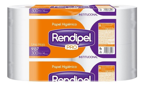 Papel Higiénico Industrial Rendipel 6*300 Mts Cod 52308