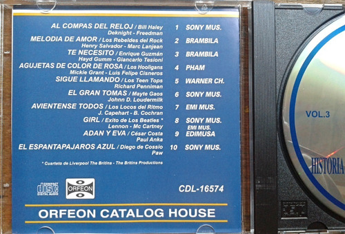Historia Del Rock & Roll 3 Cd Hall Of The Fame Orfeon (Usado)