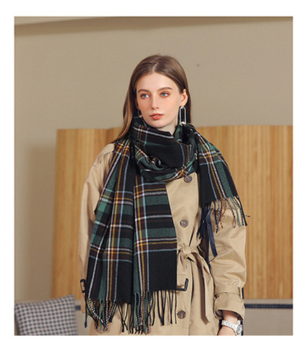 Q Bufanda A Cuadros De Invierno Para Mujer, Bufanda Cálida