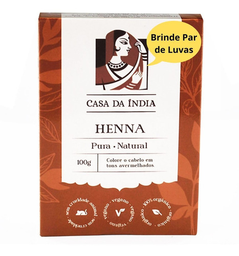 Henna Indiana 100% Natural Casa Da Índia 100g Para Cabelo