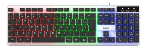 Teclado Gamer Pc Usb Luces Led Retroiluminado Noga Nkbt100 Color del teclado Negro Idioma Español Latinoamérica