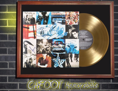 U2 Achtung Baby Tapa Lp Firmada Disco Oro Enmarcada Bono