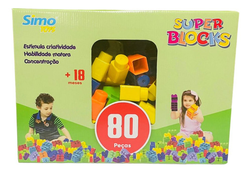 Bloco De Montar 80 Peças Infantil Didático Educativo Toys