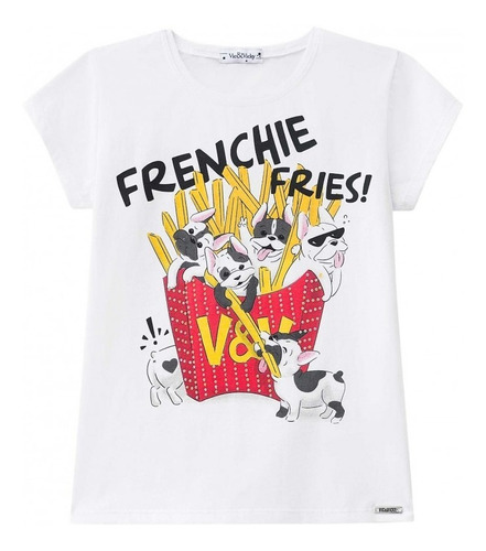 Camiseta Infantil Tshirt Branca French Fries 39410 Vic&vicky