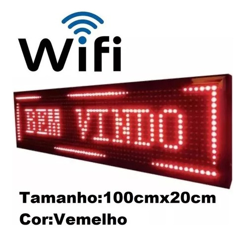 Letreiro Led Digital Painel Luminoso 100 X 20cm Usb