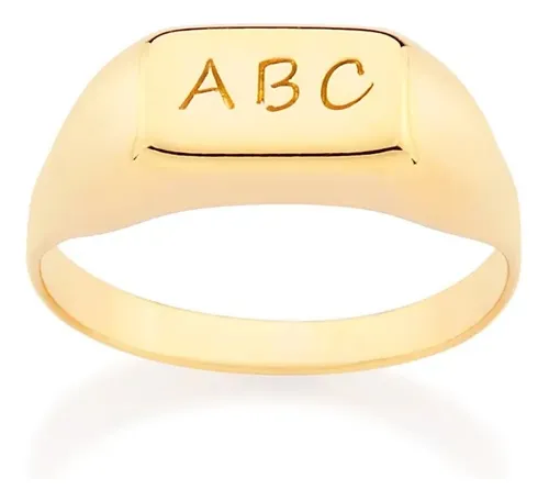 comprar Anel Rommanel Unissex Banhado A Ouro Com Letras Abc 513393