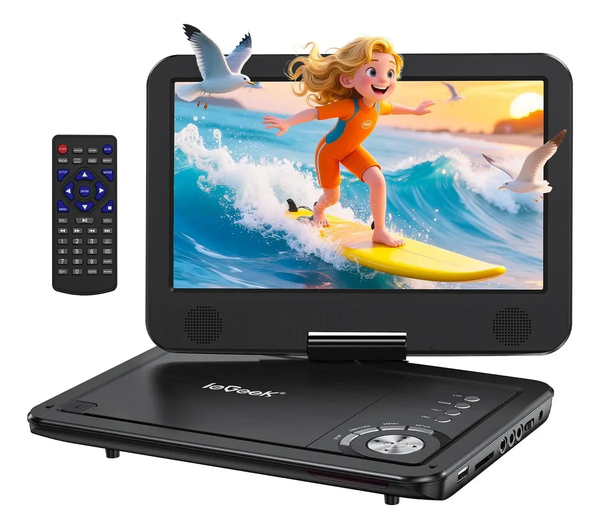 Reproductor de DVD Portatil ieGeek con Pantalla Giratoria HD de 10,5 pulgadas