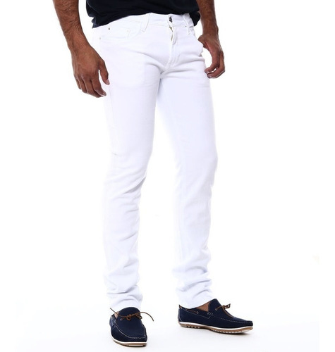 Calça Masculina Bivik Jeans Branca Vinho Sarja Super Oferta